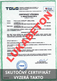 Betónový plot Lukabeton - certifikat